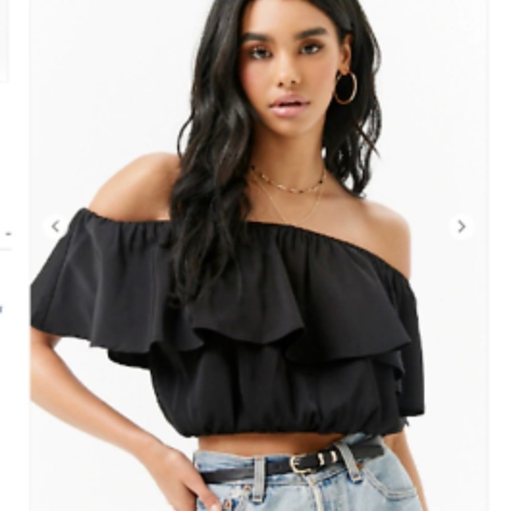 Black Off The Shoulder Crop Top